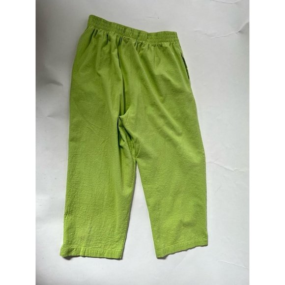 Fashion Classics Womens Cropped Pants Green Embroidered Butterfly Pockets XL - Picture 6 of 10